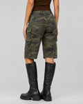 Groene Camouflage Cargo Bermuda Short met Zakken