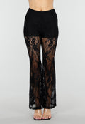 Petite Zwarte Kant Flared Broek met Stretch en Binnenbroekje