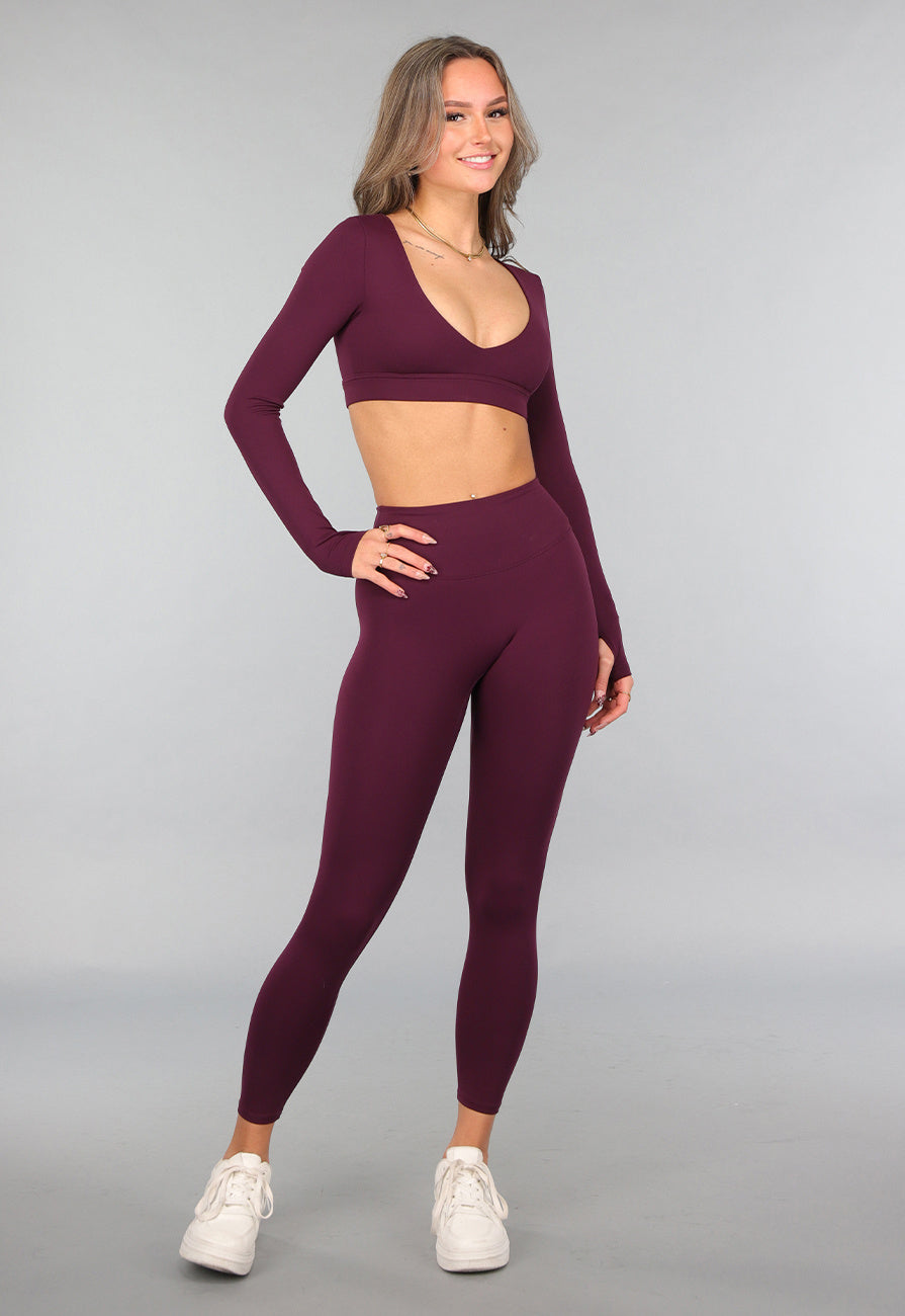 Aubergine Longsleeve stretch Sporttop