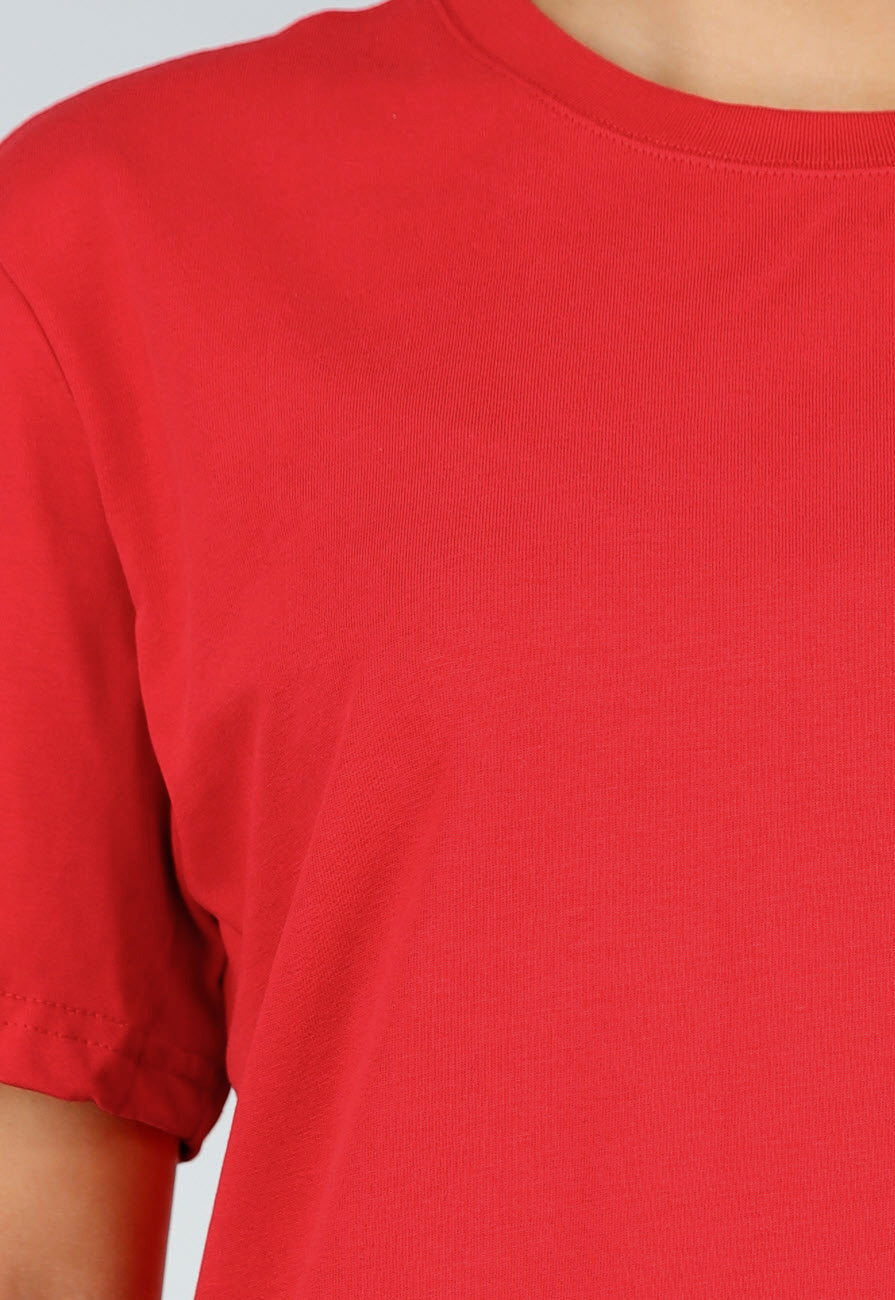 Rood Basic T-Shirt met Ronde Hals en Korte Mouwen