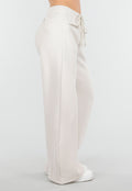Beige Barrel Fleece Joggingbroek met Trekkoord en Stretch