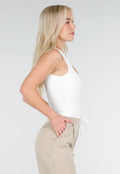 Witte Body met Vierkante Hals en Brede Bandjes