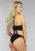 High Waist Zwart Bikinibroek met Straps