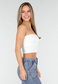 Witte Bandeau Crop Top met Pads