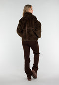 Donkerbruine Teddy Jas met Knoopsluiting
