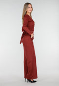 Rode Suede Pantalon met Stretch Taille