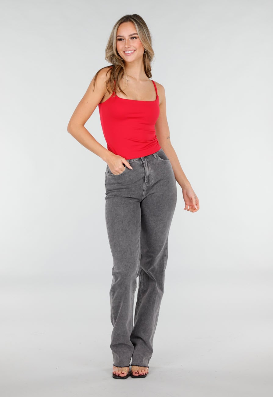 Rode Spaghetti Sporttop met Stretch