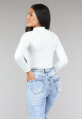 Witte Rib Bodysuit met Uitsnede