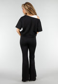 Zwarte Joggingbroek met Flared Pijpen en Elastische Taille