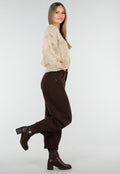 Vest met V-Hals en Lange Mouwen in Beige