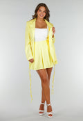 Botergele Blazer Rok Set met Korsetveters en Geplooide Rok met Stretch
