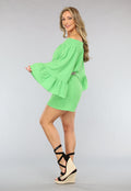 Groene Off Shoulder Mousseline Playsuit