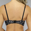 Zwarte Kanten Balconette BH met Push-Up en Afneembare Bandjes
