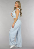Denim Wikkel Top met Strikdetail