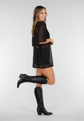 Zwart See-Through Cover-up T-Shirt met Stretch
