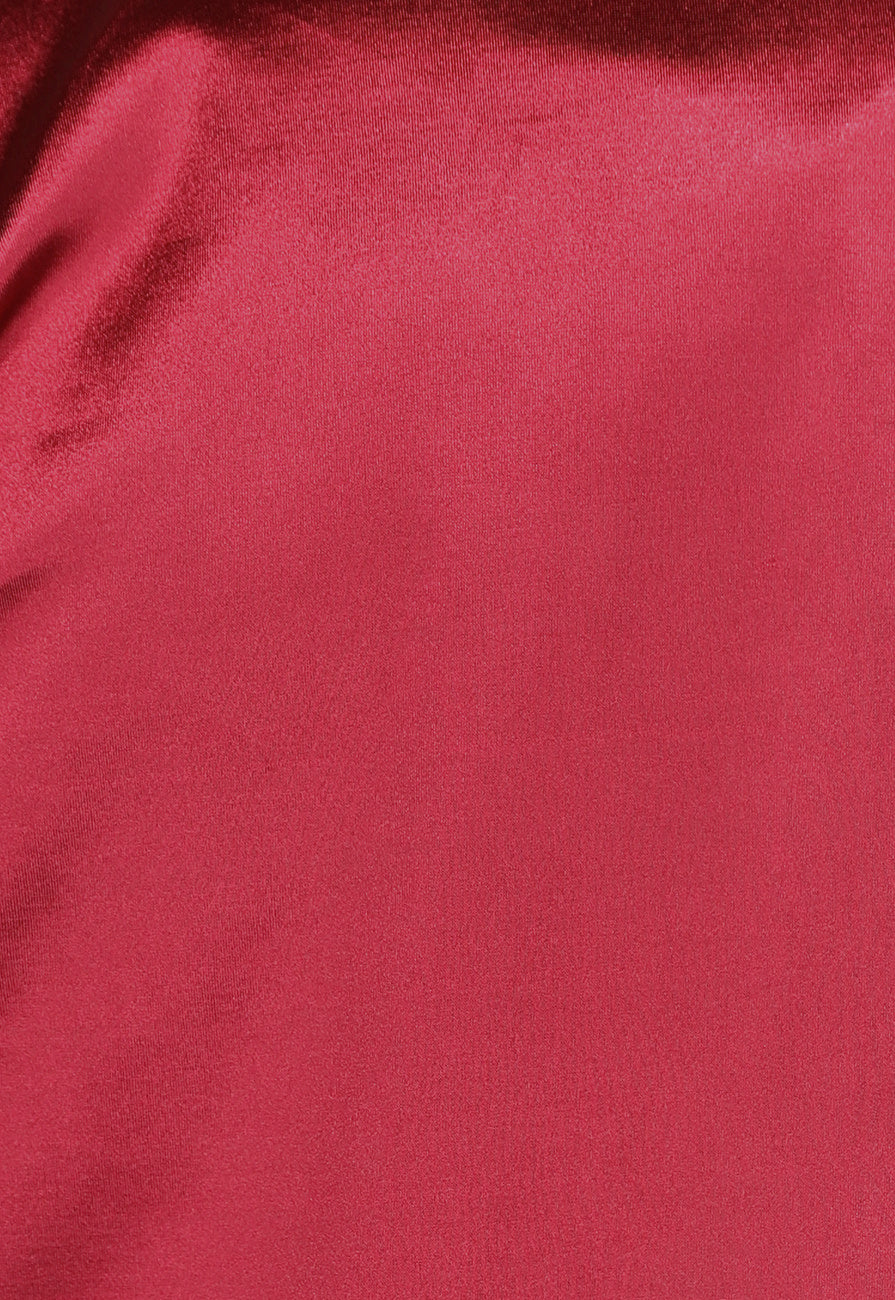 Burgundy Pantalon van Stretch Satijn in Model