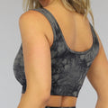 Zwarte Marmerlook Sporttop met Drukkers