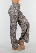 Leopard Print Broek met Rechte Pijp en Elastische Taille