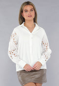 Blouse met Gehaakte Mouwen in Wit