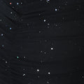 Geplooide Zwarte Glitter Jurk met V Decolleté met Chiffon Mouwen