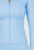 Blauwe Sportset met Scrunch Legging en Vest Cargo Zakjes