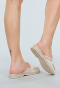 Beige Instap Slippers met Bontvoering