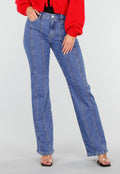 Redial Jeans  Blauwe Stretch Jeans met Rechte Pijpen en Verticale Stiknaden