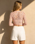 Roze Kanten Wikkel Top met Lange Mouwen