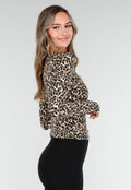 Luipaardprint Top met Lange Mouwen en Ringdetail