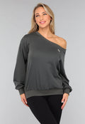 One Shoulder Antraciet Trui