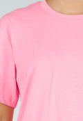 Roze Basic T-Shirt met Ronde Hals en Korte Mouwen