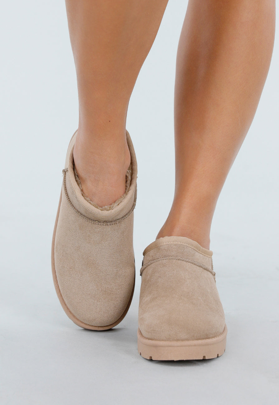 Beige Suède Look Lage Boots