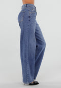 Blauwe Barrel Jeans met Hoge Taille en Lichte Stretch