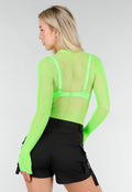 Neon Groene Mesh Fishnet Body met Stretch