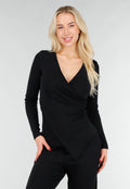 Asymmetrische Zwarte Two Piece Set met Lange Mouwen