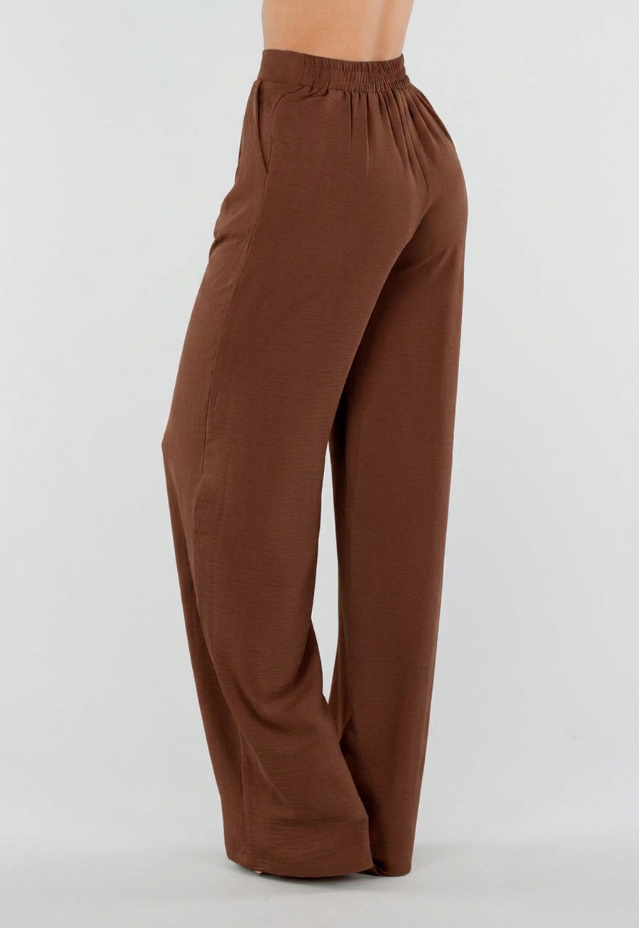 Tall Linnenlook Bruine Pantalon met Stretchband