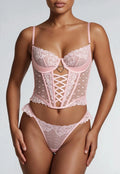 Lichtroze Hartjes Bustier Lingerie Set