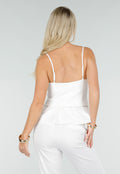 Witte Top met Peplum en Spaghettibandjes