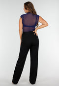 Donkerblauwe Mesh Bodysuit met Haaksluitingen