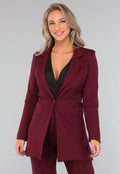 Halflange Burgundy Blazer met Stretch