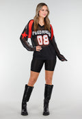 Zwarte Jersey Top met Lange Mouwen en Print