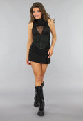 Zwarte Cargo Rave Top met Mesh