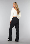 Zwarte Ribstof Flair Sportlegging met Split