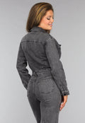 Grijze Straight Leg Denim Jumpsuit