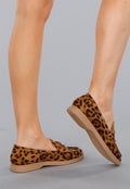 Comfortabele luipaardprint Suède Loafers met Flexibele Zool En Gouden Detail