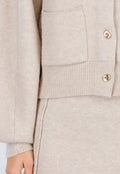 Beige Twee-Delige Set met Gebreid Vest en Rok