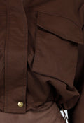 Cropped Bruine Jas met Rits en Grote Zakken