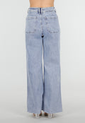 Lichtblauwe Denim Wide Leg Jeans met Rechte Pijpen en Stretch