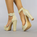 Gouden Glitter Plateau Sandaletten met Open Teen