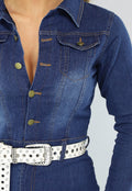 Retro Donkere Denim Jumpsuit